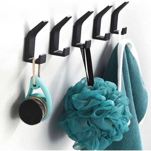 1pcs Hook Black Towel Hook For Bathroom Clothes Hook For Bedroom Robe Hook Coat Hook For Livingroom Kitchen Accessories