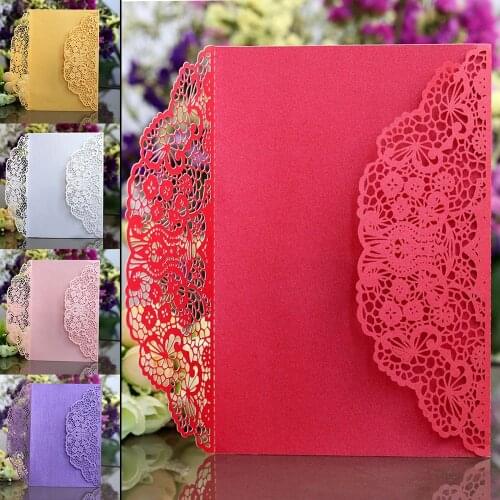 10pcs Noble Lace Wedding Invitations Card Laser Cut Elegant Birthday Envelop Cover Event Party Universal Decoration Cover