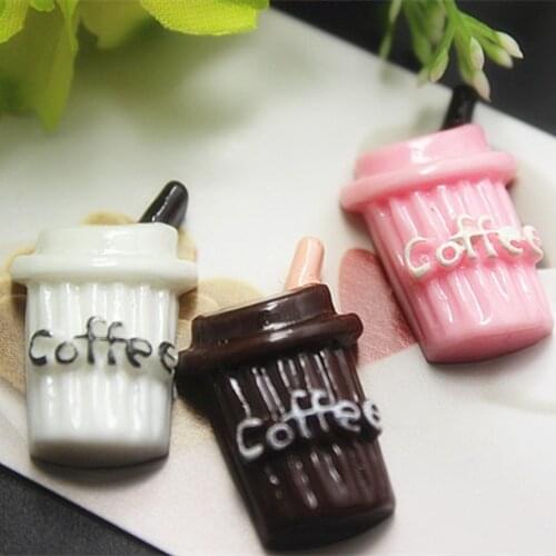 10PCS Cute Coffee Cups Resin Flatback Cabochon Miniaute Art DIY Craft Decoration,17*26mm