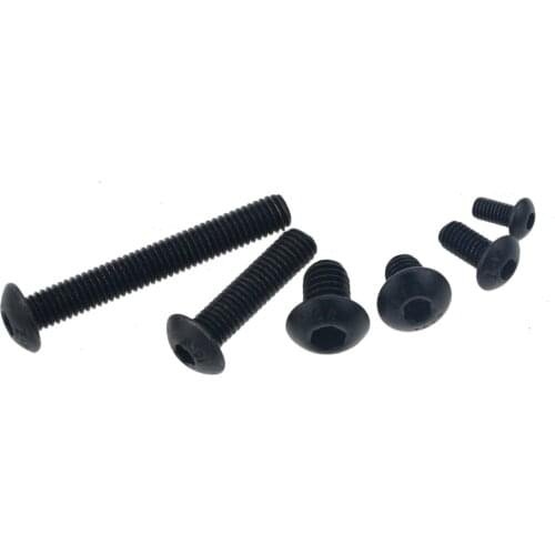 100pcs M5x8 mm M5*8 mm yuan cup Half round pan head black grade 10.9 carbon Steel Hex Socket Head Cap Screw