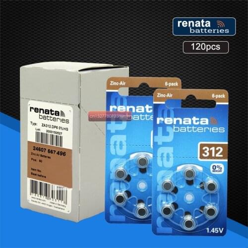 120pcs/20pack Renata Zinc Air Batteries Size 312 P312 PR41 Hearing Aid Battery