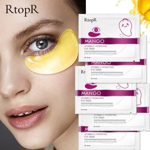 5packs Mango Vitamin C Hydrating Anti-Aging Eye Mask Skin Serum Gold Eye Patches Care Remove Wrinkle Dark Circle Puffiness