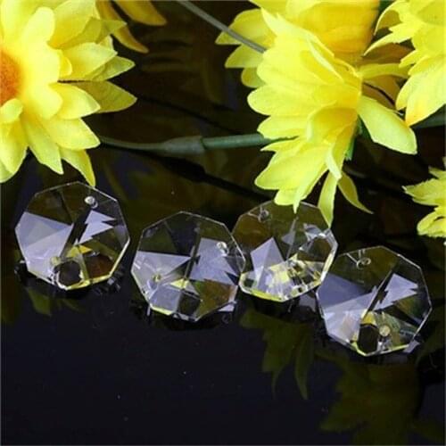 AAA Top quality 300pcs+300pcs ring 14mm DIY Crystal Acrylic beads Octagon Garland Chandelier for Wedding Party Decoration