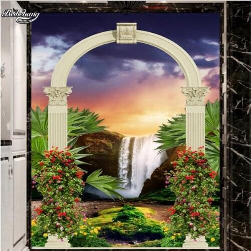 Beibehang Arches Waterfalls Pastoral Landscapes 3D Vision Large Custom Wallpapers Nonwovens Green Wallpapers papel de parede