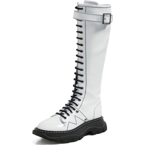 SKLFGXZY Martin boots Women boots Genuine leather The knee boots The European The locomotive female boots cowhide Womens shoes