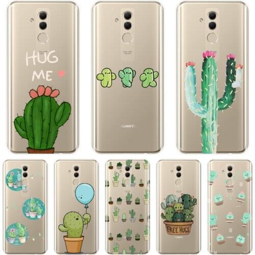 TPU Phone Case For Huawei Mate 9 10 20 Lite Soft Silicone Cactus Floral Green Plants Back Cover For Huawei Mate 7 8 9 10 20 Pro