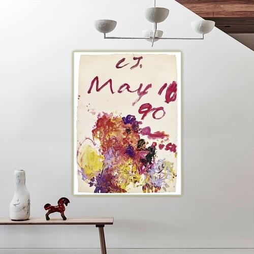 Citon Cy Towmbly《Flower》Canvas Art Oil Painting Artwork Poster Decorative Picture Wall Hanging Decor Home Decoration