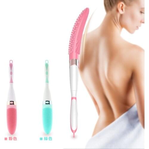Electric Bath Brush Household Waterproof Vibration Waterproof Silicone Bath Brush Long Handle Bathing Artifact