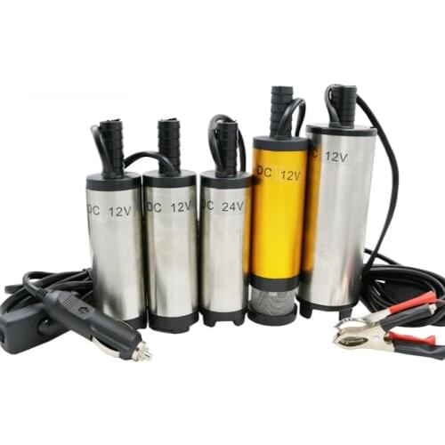 DC 12v 24v Electric Oil Suction Pump Diesel Fuel Oil Pump Stainless Steel 38MM Transfer Suction Submersible Pump Refueling Tool