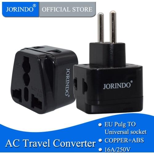 JORINDO Black white universal European 2 Pins convertor socket AU US UK to EU travel porous plug adaptor for Italy Switzerland