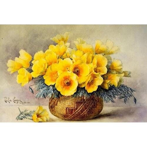 Gatyztory Frame DIY Painting By Numbers Handpainted Yellow Flower Oil Painting Modern Home Art Canvas Colouring 60x75cm