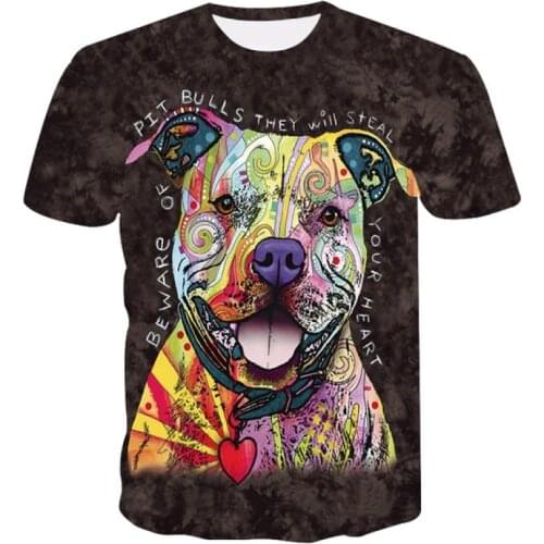 Summer Pitbull Dog Cool Design T Shirt Men Tops Hipster Tees Boy Male XS-5XL