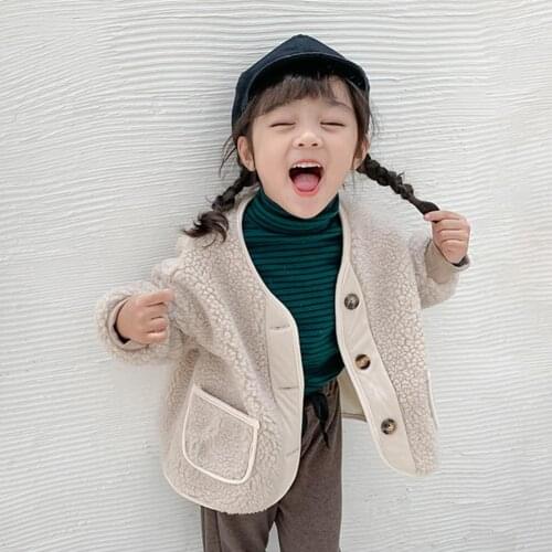 Fashion Lined Warm Coat Button Closure Warm Soft Girls Jacket for Autumn Little Girl Birthday New Year Day Gifts Outerwear
