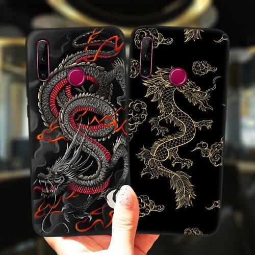 Fashion Chinese Vintage Dragon Black Phone Case For Huawei Honor 10i 20i 30i 9 10 20 30 10X Lite Pro 9X 8X 8C Silicone Cover