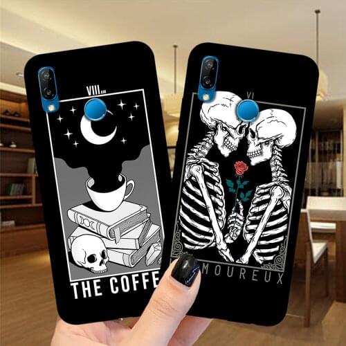 Skull Lovers Rose Soft TPU Silicone Black Case Cover For Huawei P40 Lite E P10 P20 Lite P8 P30 Lite Pro