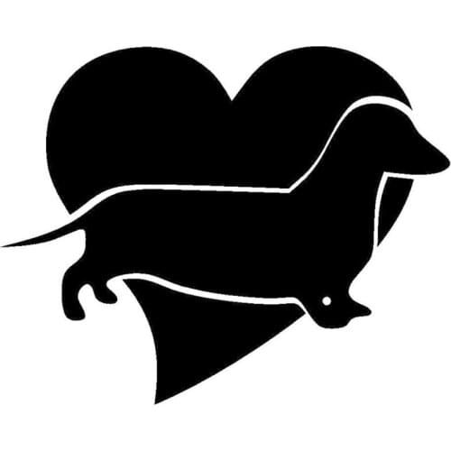 12.7*10CM I LOVE MY DACHSHUND Dog Decals Lovely Cartoon Car Styling Decorative Personality Stickers Black/Silver C4-0234