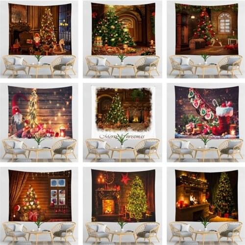 Wall Hanging Tapestry Gorgeous Christmas Tree Fireplace Stockings Gifts Tapestry for Bedroom Living Room Dorm