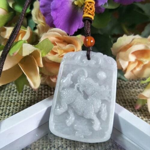 Natura Burma Jade Animal Unicorn Jade Pendant Jewelry Lucky Exorcise Evil Spirits Safety Amulet Jade Pendant Fine Jewelry