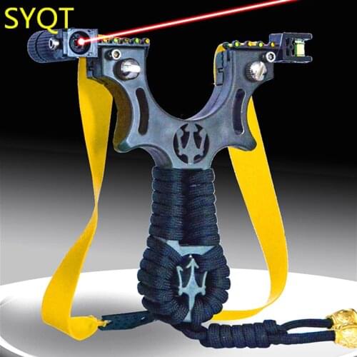 The New Resin Infrared Laser Sight Flat Leather Catapult Free Binding Fast Compression Slingshot For Outdoor Competitive Hunting