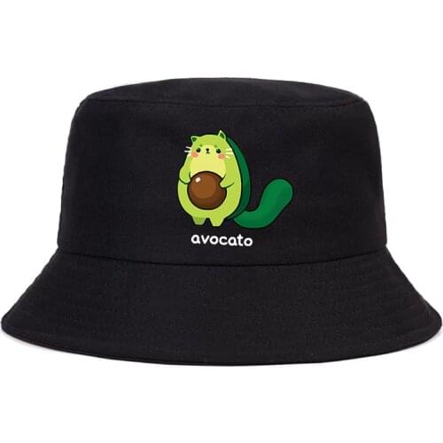 Avocado Harajuku Kawaii Cartoon Summer bucket hat women Men Panama Bucket Cap The Design Flat Visor Fisherman Hat