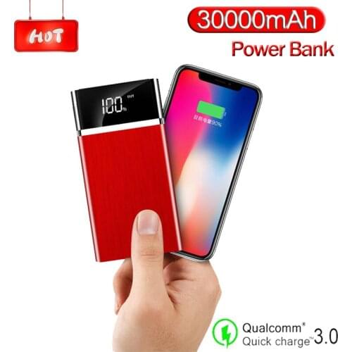 30000mAh Portable Safe Fast Charging PowerBank with LED Light High Digital Display Capacity Small Body for Xiaomi Iphone Samsung