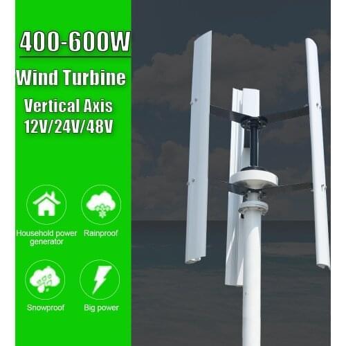 400W 600W Permanent Magnet Vertical Axis 12V/24V/48V Wind Turbine Generator With Wind Solar Hybrid Charge Controller
