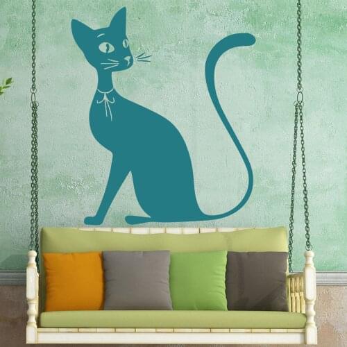 Vinyl Cute Cat Pattern Wall Sticker for Girls room Decoration Removeable Decal Self-adhesive Waterproof Home Decor Poster HY1910