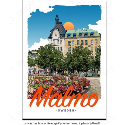 Retro Vintage Style Travel Poster or Canvas Picture - Malmo Sweden