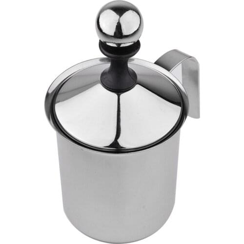 New 400ml Stainless Steel Milk Frother Foamer Jug DIY Manual Milk Cream Frother Double Froth Pump Cappuccino Coffee Maker