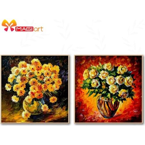 Cross stitch kits Embroidery needlework sets 11CT water soluble canvas patterns 14CT Floral style oil painting flower-NCMF238
