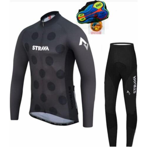 WaMTB Clothing Bib Pants Set 2021 NEW Team STRAVA Winter Thermal Fleece Cycling Clothes Man Jersey Suit Outdoor Riding Bike