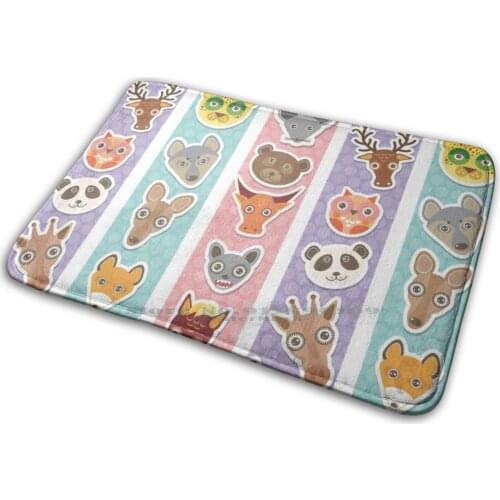 Funny Animals Muzzle Lion , Kangaroo , Baby , Horse , Bear , Mouse , Raccoon Mat Rug Carpet Anti-Slip Bedroom Entrance Door Mat
