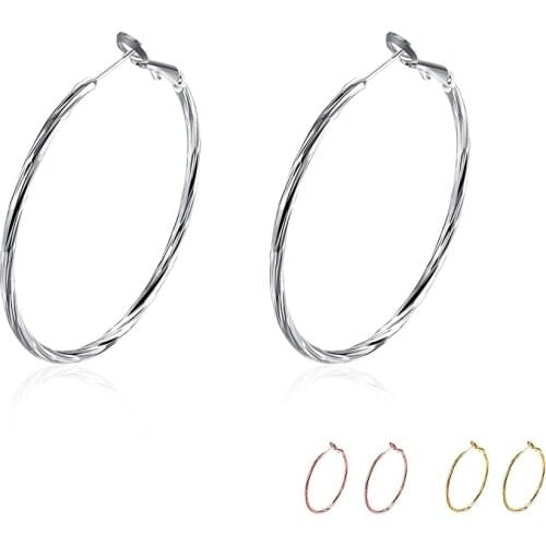 ZEMIOR Twisted Rope Hoop Earrings For Women Rose Gold Color Minimalist Round Earring Girl Anniversary Hot Sale Fashion Jewelry