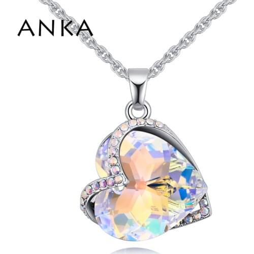ANKA Fashion Big Classic Heart Shaped Metal LOVE Pendant Necklaces For Women Charms Jewelry Crystals from Austria #129746