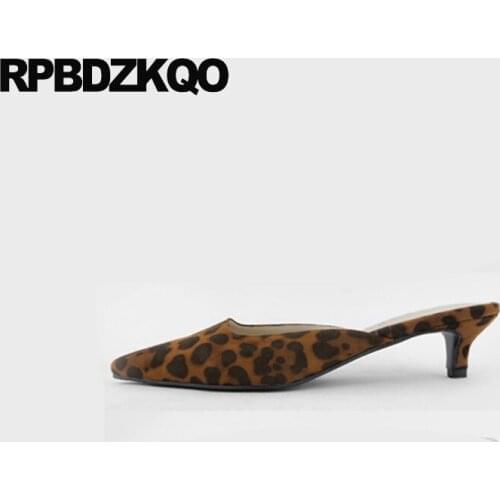 Leopard Print Women Sandals 2021 Summer Snake Mules Shoes High Heels Pumps Cheetah Slippers Slides Pointed Suede Stiletto Girls