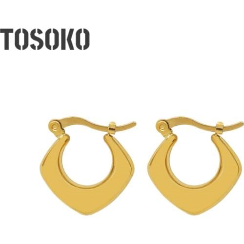 TOSOKO Stainless Steel Jewelry Geometric Prismatic Earrings Womens Fashion Earrings BSF454