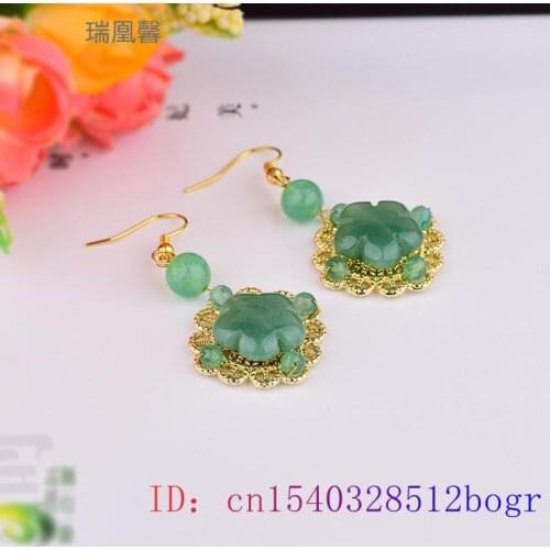Green Jade Flower Earrings Crystal Natural Zircon Amulet Fashion 925 Silver Charm Chalcedony Women Gifts Jewelry Gemstone