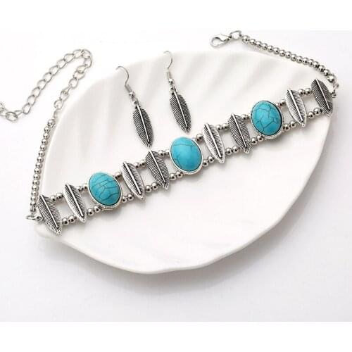 New Fashion Bohemian nice choker necklace set alloy Handmade beaded necklace jewelry two colours Antic gold wholesale for woman