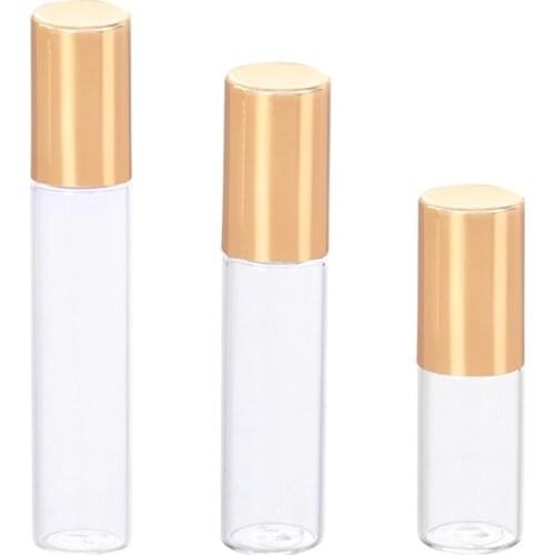 1pcs 3/5/10ml Clear Glass Roll On Bottle Sample Test Essential Oil Vials With Roller Glass Ball Portable Travel Perfume Bottle