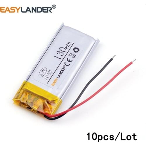 10pcs/Lot 3.7v lithium Li ion polymer rechargeable battery 241837 130mAh 3.7v for Bluetooth MP3 MP4 GPS battery