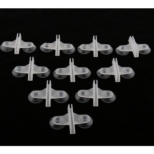 10Pcs Plastic Fish Tank Divider Dual Suction Cup Aquarium Sucker Clip Plastic/Glass Sheet Holder Translucent