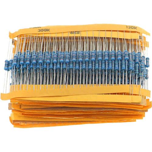 1000Pcs 50Values x 20pcs 1% 0.1 ohm~4.7M ohm 1/2W 0.5W Metal Film Resistor Assorted Kit set package
