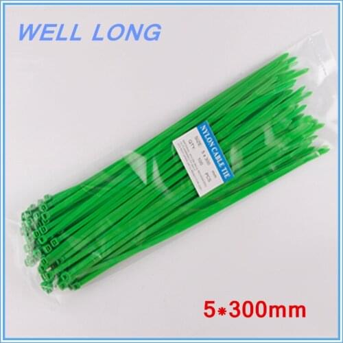 200pcs/lot 5*300mm Fluorescent green Self-Locking Nylon Wire Cable Zip Ties, Cable Ties