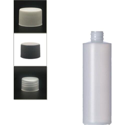 250ml empty plastic soft bottle ,natural-colored HDPE cylinder round with black/white/transparent ribbed Screw Lids