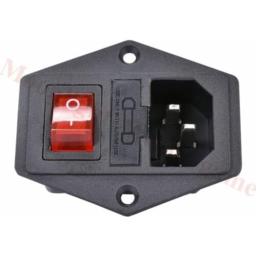 5PCS/LOT ON/OFF switch Socket with female plug for power supply cord Jamma arcade machine IO switch with Fuse