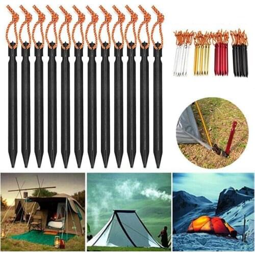 6Pcs 18cm Outdoor Tent Nail Aluminium Alloy Tent Pegs Nails with Rope Stake Camping Hiking Equipment Traveling Tent Accessories