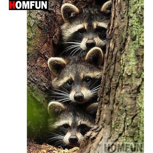 HOMFUN Full Square/Round Drill 5D DIY Diamond Painting "Animal raccoon" Embroidery Cross Stitch 5D Home Decor Gift A16723