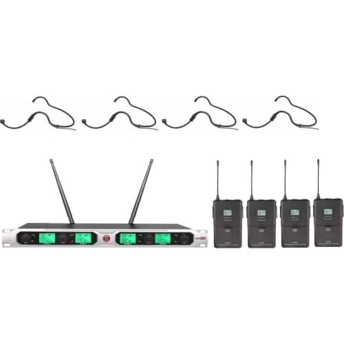 Bolymic Audio UHF Wireless Microphone microfoon System with 4 Luxury Headset Microphone