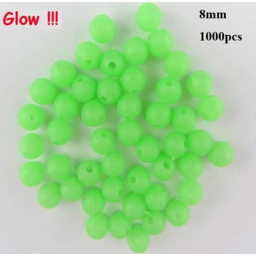 BlueSea 1000pcs/Bag 8mm Premium Quality Round Luminous Fishing Float Beads Fishing Glow Beads Green Color