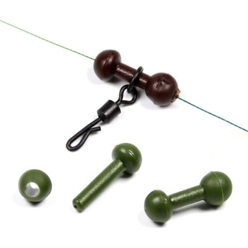 Bimoo 10pcs/pack Carp Fishing Chod Heli Beads Brown Green Rig Swivel Accessories Terminal Tackle